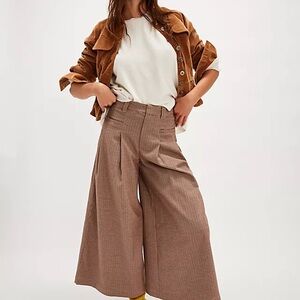 Free People Tan Wide-Leg Pants
